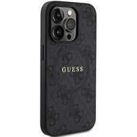 1 x RAW Customer Returns GUESS GUHMP13XG4GFRK Case for iPhone 13 Pro Max 6.7 Black hardcase 4G Collection Leather Metal Logo - RRP €35.29