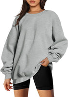 1 x RAW Customer Returns NEYOUQE Women s Pullover Autumn Long Sleeve Solid Color Women s Sweatshirt Casual Fleece Lined Soft Pullover for Women Winter Gray XXL - RRP €35.99