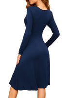 1 x RAW Customer Returns Actcat V-neck sweater dress long sleeve casual dresses autumn dress floral party dress with pockets autumn dress women winter dresses women festive dresses for women christmas dress,navy blue,M - RRP €31.78