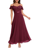 1 x RAW Customer Returns Gardenwed Plus Size Prom Wedding Formal Dress, Plus Size Cold Shoulder Bridesmaid Evening Formal Dress Burgundy 2XL - RRP €63.43