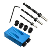 1 x RAW Customer Returns 14 pieces 15 hole locating set, oblique hole positioner, pocket hole jig drill guide set positioner locator tool drill guide, drill, stopper, pocket hole drill set blue - RRP €11.99