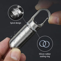 1 x RAW Customer Returns MiOYOOW Keychain Pill Holder, Waterproof Capsule Pill Box Robust Portable Pill Box Keychain Made of Titanium Alloy for Outdoor Camping Travel - RRP €26.99