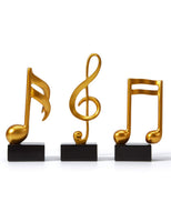 1 x RAW Customer Returns Amoy-Art 3pcs Decorative Sculptures Music Note Figures Piano Statue Modern Arts Living Room Art Polyresin Gift Gold 19cm - RRP €45.98