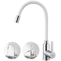 1 x RAW Customer Returns Auralum Flexible Kitchen Faucet, White Kitchen Faucet with Flexible Spout, High Pressure Kitchen Sink Faucet 360 Rotatable, White Kitchen Faucet with Water Saving Water Saving Aerator - RRP €38.99