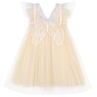 1 x Brand New AGQT Baby Girls Halloween Tulle Tutu Dress Sleeveless Butterfly Back Princess Dress Flower Girl Dresses Wedding Birthday Party Dress Christening Dress Apricot Size 18-24 Months - RRP €30.24