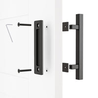 1 x RAW Customer Returns WINSOON 12 Sliding Door Handle Black Flush Pull Large Rustic Pull Flush Barn Door Handle Fits for Gates, Garages, Cabinets, Squares. - RRP €21.0