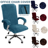 1 x RAW Customer Returns Bestenrose Elastic Velvet Plush Chair Covers Office Chair Cover Office Computer Chair Covers with Armrest Universal Chair Covers Office Chair Cover for Office Chair Cover Malachite Blue, XL  - RRP €22.12