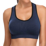 9 x Brand New Avondii Women s Sports Bra Without Underwire Yoga Bustier Cross Back Bra XXL, Black Blue  - RRP €159.39