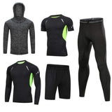 1 x RAW Customer Returns HZQIFEI Men s 5 Pieces Sport Suit Quick Dry Jogging Clothes Tights Running Suits Compression Shirt Gym Training Running Tracksuits Style 2, S  - RRP €39.99