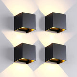 1 x RAW Customer Returns FUPE 4 pieces wall light outdoor indoor wall lamp LED outdoor wall lights IP65 waterproof modern black 12W 3000K warm light wall light square aluminum beam angle adjustable - RRP €95.4