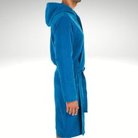 1 x RAW Customer Returns Intimitaly Microfibre Bathrobe for Men and Women Unisex with Practical Lightweight Hood Royal, M  - RRP €29.9