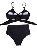 1 x RAW Customer Returns UMIPUBO Bikini Women High Waist, Push up Swimsuit Adjustable Crossover Back Ties-up Bikini Set Big Breasts Two Piece Beach Bikini Black, XL  - RRP €36.99