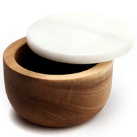 1 x RAW Customer Returns jalz jalz marble salt jar with wooden lid, black - RRP €20.16