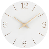 1 x RAW Customer Returns Warminn MDF Wooden Wall Clock Without Ticking Noise Silent Modern 30cm Quartz Large Battery Operated Wall Clock Easy to Read for Room Home Kitchen Bedroom Office School White  - RRP €23.39