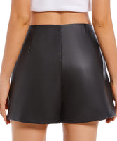 1 x RAW Customer Returns Everbellus Women s Faux Leather Shorts with High Waist and Pockets PU Shorts Black Large - RRP €28.22