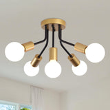 1 x RAW Customer Returns MRHYSWD Ceiling Lamp Black Gold Vintage Chandelier, 5-Light Industrial Ceiling Light Living Room Bedroom Kitchen Hallway Dining Room, Sputnik Chandelier Modern Retro Ceiling Lamps Without Light Bulbs  - RRP €39.98