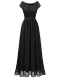 1 x RAW Customer Returns DRESSTELLS evening dresses women elegant for wedding lace dress chiffon bridesmaid dress bridesmaid dress long graduation dress ball gown beach dress Black S - RRP €62.99