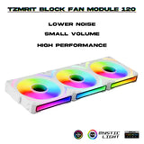 1 x RAW Customer Returns TZMRIT Block Fan Module 120 UNI FAN, RGB fan 120mm, Infinity Mirror Daisy-Chain ARGB fan triple pack with controller, white - RRP €29.99