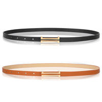 4 x Brand New Amaxiu 2 Pack Women PU Leather Narrow Belt, Thin Waist Belt Soft Narrow Waistband Alloy Gold Buckle Belt for Suit Pants Jeans - RRP €110.4