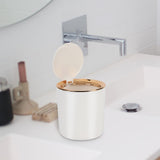 1 x RAW Customer Returns Table trash can with lid, plastic trash can mini, small trash can for kitchen, bedroom, bathroom, desk, 14.3 15cm white  - RRP €14.99