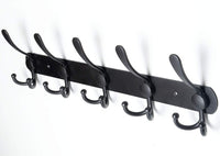 1 x RAW Customer Returns Encozy wall coat rack black, coat rack, coat hook wall, stainless steel coat hook rail with 15 hooks, coat rack, coat hook rail black, 2 pieces  - RRP €20.16