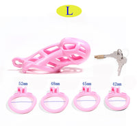 1 x RAW Customer Returns QgLust Ventilation Penis Cage Chastity Belt Set with 4 Cock Rings Small Chastity Chastity Cage Man Bondage Extreme for Men Chastity Penis Cage Pink L  - RRP €35.28