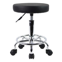 1 x RAW Customer Returns KKTONER PU Leather Round Stool Height Adjustable Footrest Stool Living Room Stools Small Work Chair Black - RRP €40.36