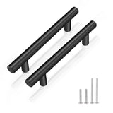 1 x RAW Customer Returns PinLin 5 pieces kitchen handles hole spacing 96mm furniture handles stainless steel black kitchen cabinet bar handles, screws included - RRP €11.03