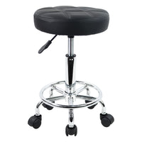 1 x RAW Customer Returns KKTONER rolling stool work stool bar stool height adjustable 49-64cm rotatable made of imitation leather black - RRP €40.38