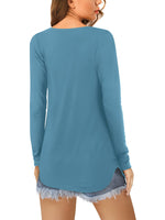 8 x Brand New Beluring Tops Women s Long Sleeve Shirt V Neck Long Shirt Plain Sweatshirt Ink Blue 2XL - RRP €184.72