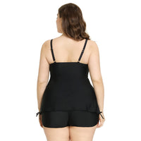 1 x RAW Customer Returns Hanna Nikole Tankini Set Women Plus Size Beach Tummy Control Beachwear Black 58 - RRP €45.37