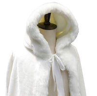 1 x RAW Customer Returns Ommda Women s Cape Wedding Coat Hooded Cape Bridal Cape Hood Winter Long Bridal Jacket, Ivory White, One Size - RRP €89.99