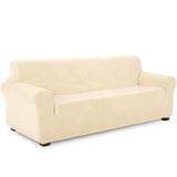 1 x RAW Customer Returns TIANSHU velvet armchair cover 4 seater, soft velvet plush couch cover stylish luxury furniture covers anti-slip high stretch armchair cover 4 seater, beige  - RRP €62.99