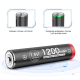 1 x RAW Customer Returns Delyeepow USB-C AAA Batteries Lithium Rechargeable, 1.5V 1200mWh USB Rechargeable AAA Batteries with 2-in-1 USB-C Charging Cable, 1 Hour Quick Charge, 1500 Cycle, 4 Pack - RRP €23.99