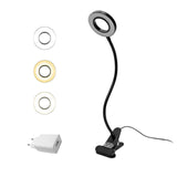 1 x RAW Customer Returns EYOCEAN LED Reading Lamp, Gooseneck Clamp Lamp, Eye Care Clamp Light, 3 Modes 10 Dimming Levels, Clamp Light for Office Home Use, CE Adapter Included, 7W, Black - RRP €19.19