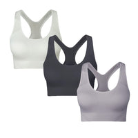 1 x RAW Customer Returns SEGRILA Women s Racerback Padded Yoga Sports Bra with Mesh Straps, Black, White and Grey, M - RRP €28.99