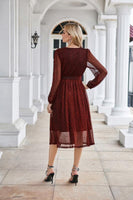 1 x RAW Customer Returns GRACE KARIN Women s Wrap Dress Elegant V Neck Sequin Dress Long Sleeve Midi Dress Bridesmaid Dress Red Wine L - RRP €37.3