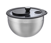 1 x RAW Customer Returns R SLE salad spinner, high-quality spinner including lid with crank drive 4 1 ratio, 18 10 stainless steel, high gloss matt, bowl dishwasher-safe, 24 cm diameter, 27x25.5x18.5 cm - RRP €64.44