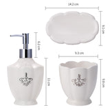 8 x Brand New Bathroom Set -3 parts - Bathroom Organizer with soap dispenser, soap tray, and toothbrush cup, noble bathroom decoration with transparent glazed silver flower appearance - RRP €163.2