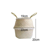 1 x Brand New SZETOSY natural seagrass storage basket - seagrass belly button basket with pompom, foldable, with handle for laundry, planters, children s room, style 1, 22 x 20 cm - RRP €17.11