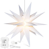 1 x RAW Customer Returns Qijieda 3D Christmas Star Illuminated Outdoor Battery with Timer - 58cm LED Christmas Star for Windows, Advent Star for Decorating Courtyard, Balcony and Garden 58cm, White  - RRP €31.99