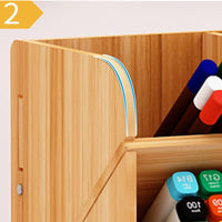 1 x Brand New smallrun Wooden Desk Organizer Multifunctional Stationary Storage with Hook Assembly for Office Home School B16-2  - RRP €30.0