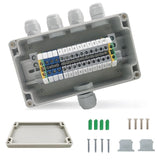 1 x RAW Customer Returns WACH AUF Junction Box Waterproof IP66, Feed-through Terminal UK 2.5 Terminal Kit, DIN Rail Connection Block Kit with Distribution Box Surface Mounted 1 In 4 Out for DIY Projects, Automation Projects - RRP €26.21