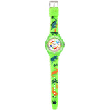 1 x RAW Customer Returns Alienwork Kids Dino T-Rex Learning Watch Children s Watch Boys Girls Green Silicone Strap Multi-Coloured Children s Watch Waterproof 5 ATM Time Learning - RRP €24.98