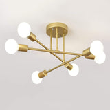 1 x RAW Customer Returns Retro Metal Sputnik Chandelier Semi-Flushlight Industrial Ceiling Light E27 Modern Gold 6 Lights Brass Plating Ceiling Light for Living Room Bedroom Gold-1  - RRP €39.99