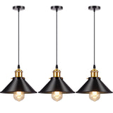 1 x RAW Customer Returns AWEKLIY 3 pieces indoor pendant light, hanging lamp vintage industrial style black metal ceiling light E27 socket hanging light for dining room kitchen hallway restaurant, 22cm black gold - RRP €42.99