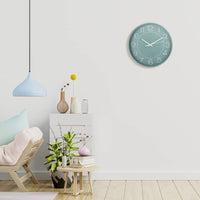 1 x RAW Customer Returns HZDHCLH 25 cm Modern Quartz Silent Wall Clock Arabic Numeral Creeping Seconds without Ticking for Decoration Living Room, Kitchen, Office, Bedroom Green White  - RRP €21.17