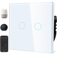 1 x RAW Customer Returns TAWOIA Smart Alexa light switch neutral wire required , WiFi light switch with glass panel, voice control for Alexa, compatible with Smart Life and Tuya app 2 way 1 way white - RRP €17.14