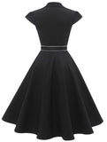 1 x Brand New Wedtrend Vintage Dresses Women Retro Dresses 50s Rockabilly Pleated Skirt Knee Length Black WTP10008 Black S - RRP €30.24