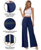 1 x Brand New CZIMOO Marlene trousers women s summer high waist palazzo trousers with pockets elegant wide leg trousers women s trousers casual lounge trousers blue tie dye XXL - RRP €27.6